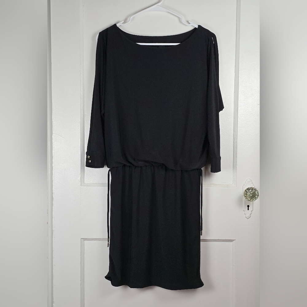 White House Black Market Black Knit Dolman Open Sleeve Dress XS